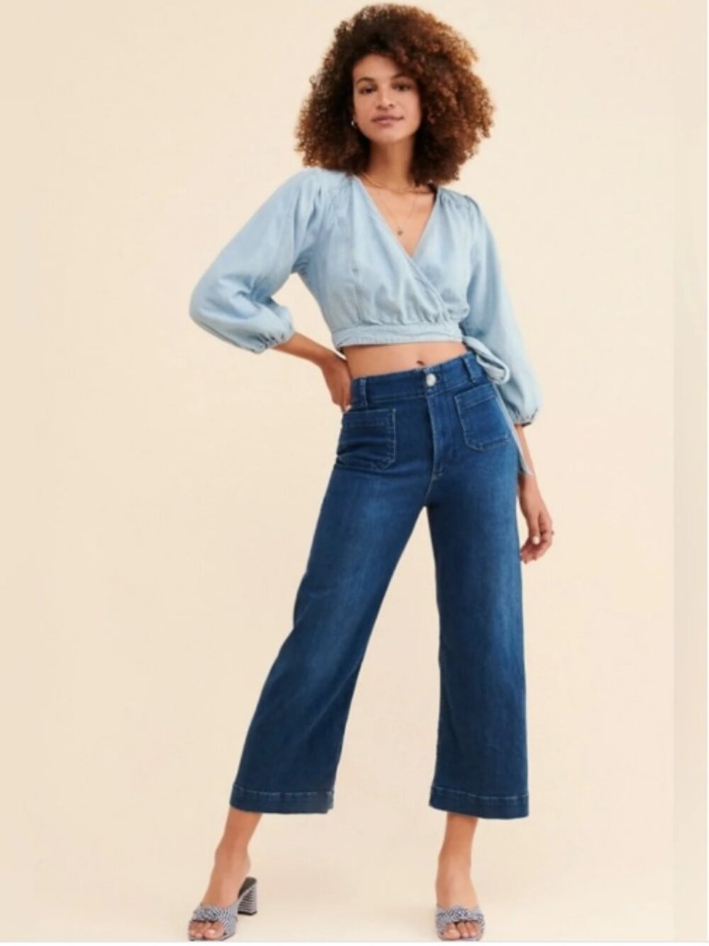Like New/Flawless! PILCRO The Skipper Wide Leg Jeans Dark Denim Size 27